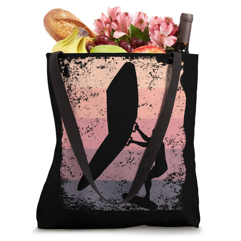Retro Wingfoil Tote Bag For Men With Vintage Wingsurf Design Dope Colorway And 16x16 Carryall filled with groceries