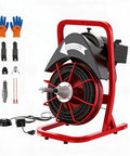 Heavy Duty Electric Drain Snake Machine that knocks out stubborn clogs with 370W steel core cable, accessories visible.