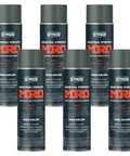 Six cans of Industrial High Solids Spray Paint Dark Gray ANSI 49 16 Ounce Cans Pack of 6 on white background