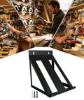 Heavy Duty Circular Saw Storage Hanger for Garage and Workshop, steel mount organizing tools on wall in workshop settings.