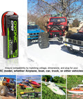 Display of Beefy 5200mAh 11V 80C 3S RC LiPo Battery With T Connector for RC vehicles including cars, planes, and boats