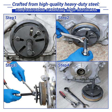 59 Piece Harmonic Balancer Puller And Installer Kit For Crankshaft Pulleys And Steering Wheels Flywheel Remover use steps