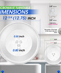 Diagram showing the 12.75 Inch Microwave Plate Replacement Fits WB49X10129 WB49X10074 Glass Turntable Plate dimensions.