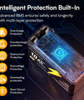 12V 10Ah LiFePO4 Battery With Built In BMS IP67 Waterproof Deep Cycle Over 5000 Cycles showing protective features and circuit design