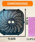 Dimensions of Upgraded Heavy Duty 8QT Air Fryer Grill Plate With Killer Nonstick Coating, 9.6 x 9.5in, compatible with PowerXL Vortex.