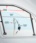 Illustration showing Heavy Duty Power Window Regulator With Motor Assembly Fits Chevrolet Spark And Spark EV 2013 To 2015 components.