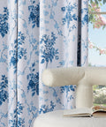 Blue Floral 100 Percent Blackout Curtains 2 Panels With Grommet Top 84 Inches Long Thermal Window Treatments Rose Pattern Sound Reducing For Living Room OEKO TEX Certified W52 X L84 shown installed