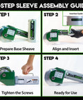 Feeding sheave adapter 441-3-1/2 in, green Staten Tools sleeve with disc, four-step assembly guide panels.