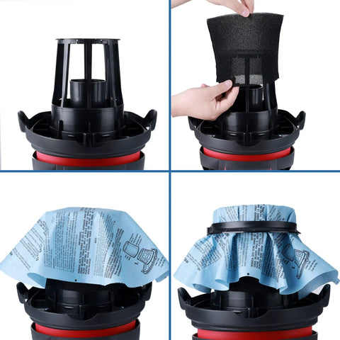 Installation of Beefed Up Replacement Paper Disc And Foam Sleeve Filter Kit For Wet Dry Vacuum Cleaners 5 Gallon And Up