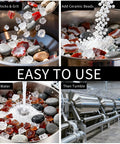 Four steps of using Eight Pound Ceramic Rock Tumbling Filler Media Pellets, 0.8 Cm Round White Tumbling Balls in rock tumblers