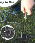 Installing Heavy Duty 6 Inch Galvanized Landscape Staples 50 Pack, 11 Gauge Anti Rust Garden Stakes for weed barrier fabric with tool