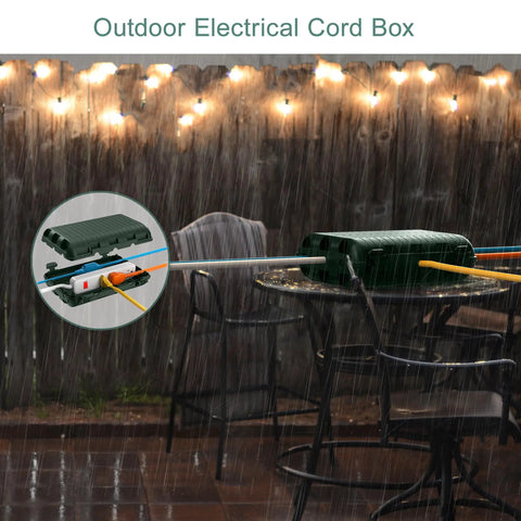 Heavy Duty Outdoor Waterproof Electrical Box Two Pack Tough As Nails Extension Cord Cover in rain with cables.