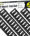 Rock Solid E Track Tie Down Rail Kit Four Pack Three Foot Heavy Duty Steel Tracks Powder Coated Black E-track rails with easy install