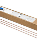 A-2 Tool Steel 3/32 Inch By 36 Inch 5 Pound Box, Air Hardened, showing tool steel rods next to packaging