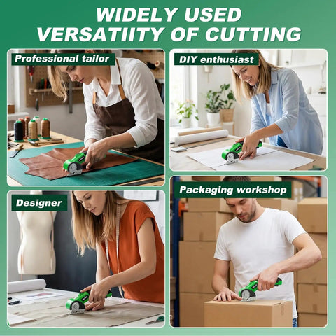 Cordless 4V Electric Box Cutter With Led Light And Safety Lock Powerfully Slices Cardboard Boxes during crafting and shipping.