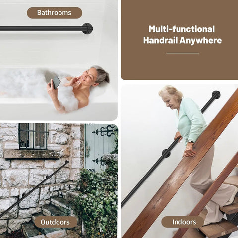 Heavy Duty Industrial Staircase Handrails Nine Feet Long Cut From Solid Galvanized Steel Pipe For Serious Corrosion Protection And Totally Hassle Free No Sweat Railing Setup At Home Today in bathroom, multi-functional use.