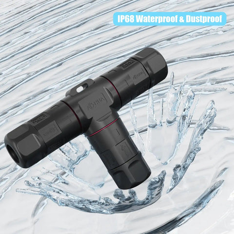Heavy Duty M23 Three Way T Shape Junction Box With Tank Ready IP68 Waterproof Seal, pro grade for outdoor use.