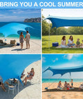 Beach Sun Shelter Canopy Tent 11x14 Ft With 22mm Thick Aluminum Poles Windproof Eight Panel Design setup on beach and backyard