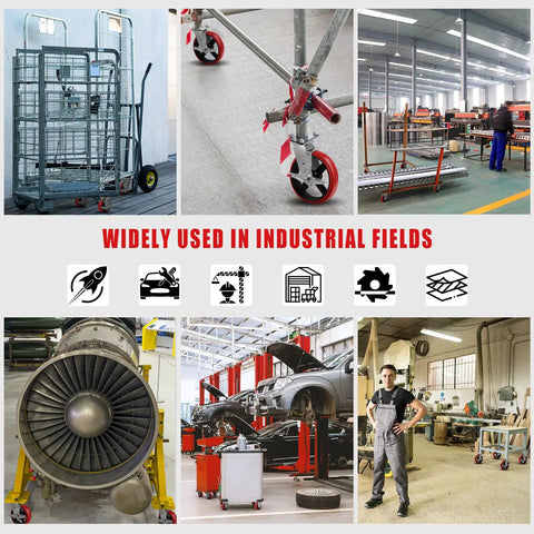 Industrial Casters Set Of Four 5 In Diameter By 2 In Wide Heavy Duty Crowned Polyurethane Tread Cast Iron Center Wheels