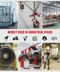 Six Inch Heavy Duty Industrial Casters Featuring Crowned Red Polyurethane Treads And Rock Solid Cast Iron Cores in industrial settings.