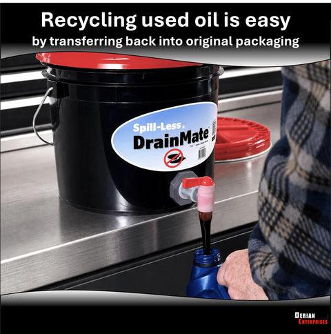 14 Quart Oil Drain Pan With Extra Wide 12 Inch Opening And Deep 11 Inch Container For Mess Free Draining, spigot view