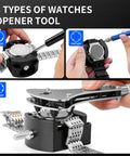 3 types of watches opener tool from Pro Grade All In One 210 Piece Watch Repair Kit With Battery Change Kit Case Opener Link Remover