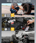 Six Times Faster Inflation Portable 12V Air Compressor Pump With Digital Display And LED Flashlight used on SUV tire