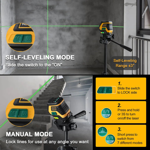 Self Leveling Laser Level With Tripod And 2 Plumb Dots, 100 Ft Cross Line Laser, Rechargeable Battery, 360 Degree Horizontal Beam Plus Vertical Expansion