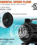 Heavy Flow Submersible Pond Pump For Fountains Ponds Aquariums Hydroponics And Outdoor Waterfalls 2200 GPH 120W UL Listed
