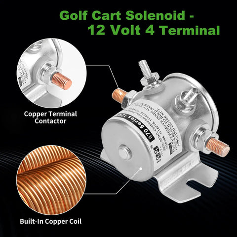 250 Amp Continuous Duty 12V Solenoid Relay For EZGO Marathon Golf Cart 1979 1994 Heavy Duty Marine RV Forklift Tractor Winch