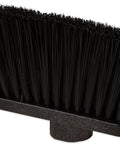 Light Industrial Broom Head With Stiff Polypropylene Bristles Hella Tough 11 Inch Sweep Design close-up showing bristles.