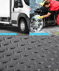 Heavy Duty 3.3 By 16 Ft Diamond Plate PVC Garage Floor Mat, 0.12 Inch Thick, Oil and Grease Resistant pad under truck and worker