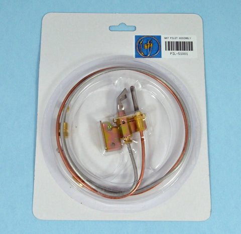 Water heater pilot assembly with copper tubing and thermocouple, 24-inch natural tubing, packaged on a card