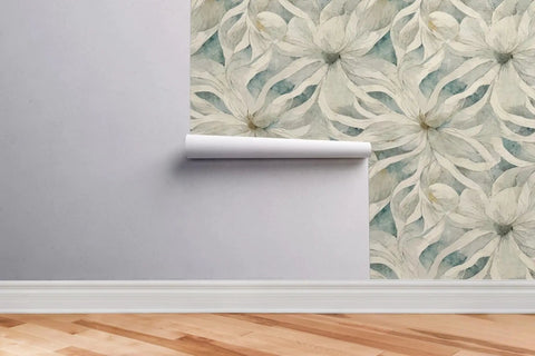 Smooth Vibes Peel And Stick Wallpaper Roll With Self Adhesive Contact Paper For Modern Home Decor Delivers Beige Green Vinyl Wall Covering With No Fuss Installation Requires Zero Paste Or Water Super Easy Pull Back Application on wall.