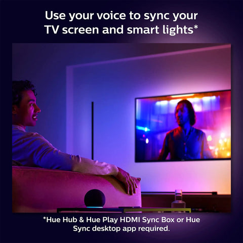 Person enjoying TV with White And Color Ambiance Smart LED Tube For Immersive Gaming And TV Experiences 1 Pack Sync With TV 