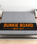 Queen Size Bunkie Board Foundation Heavy Duty Mattress Support Platform on bed frame with low profile and sturdy design.