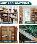 Black heavy-duty steel corner braces for wood; 4x4x2 in, 20-piece set for furniture, shelves, garden beds.