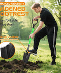 Person using Spade Shovel For Transplanting And Digging In Tight Spaces 45 Inch Steel D Grip Spade With Fiberglass Handle in garden