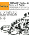 Spring Lock Washers Assortment Kit For DIY And Construction, 480 Pieces, 9 SAE Sizes M2 To M12, 304 Stainless Steel Split Lock Washers For Screws And Bolts, Built Tough And Rust Resistant, Ready For Any Repair Job.