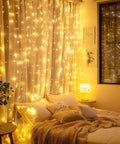 300 LED Curtain String Lights 9.8 Ft By 9.8 Ft Warm White USB Powered With 8 Modes And Remote for Bedroom Decor