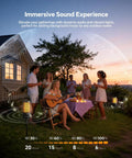 Group outdoors enjoying Multi Sync Bluetooth Lantern Speaker With Lights And 360 Degree Stereo Sound Auto Pairing For Up To 100 Speakers