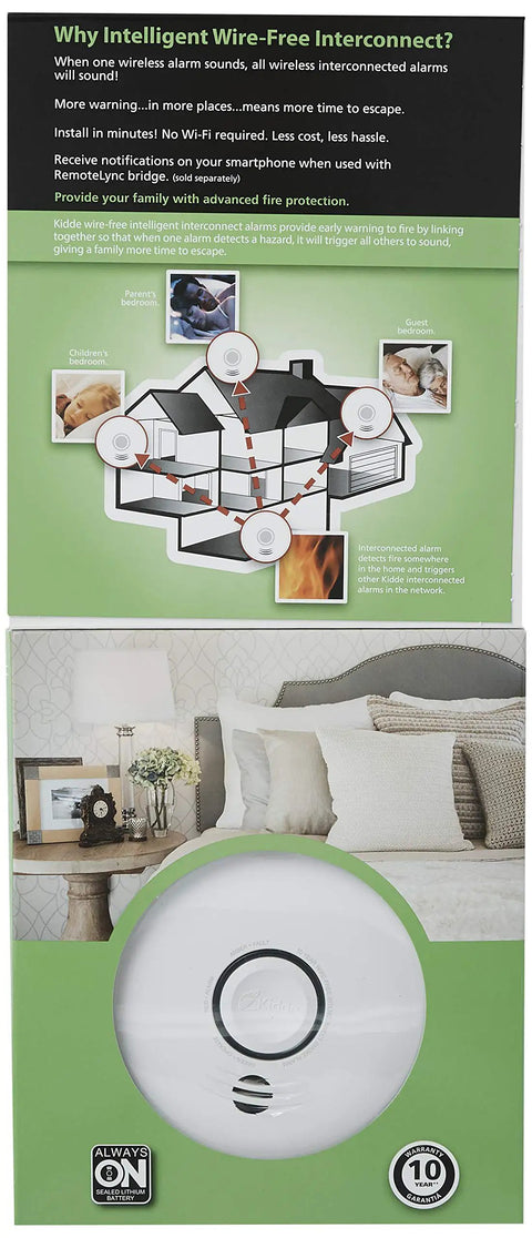 Wireless Smoke Detector With 10 Year Battery Voice Alerts Photoelectric Sensor Wire Free Smoke Alarm packaging design