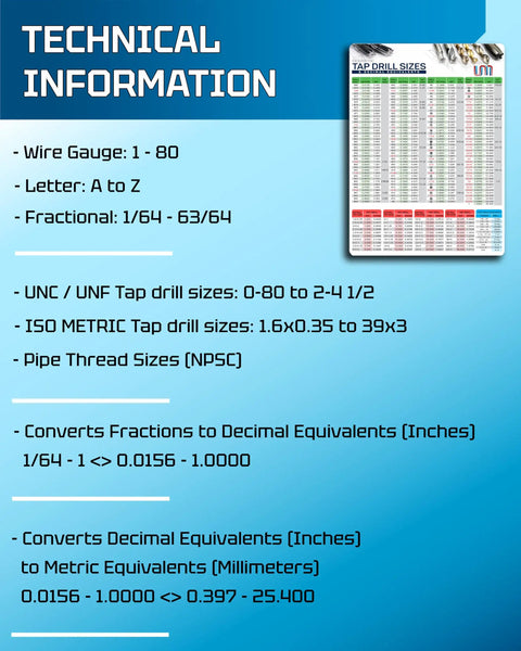 Slick Magnetic Tap Drill Size Reference Chart With Full Sae And Iso Metric Bit Dimensions And Decimal Equivalents for quick size lookup.