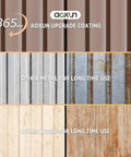 Comparison of Aoxun upgrade coating, standard metal, and wood showing durability over time.