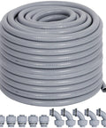 Half Inch Liquid Tight PVC Conduit Kit With 100 Feet, Ten Connectors, Five Straight And Five Ninety Degree Fittings, Grey, UL Certified