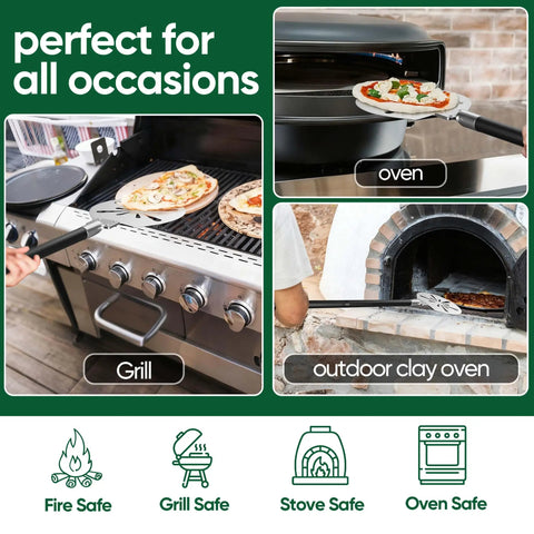Pro-Grade 9-Inch Perforated Pizza Peel With Long Detachable Handle For Rotating And Transferring Pizzas From Oven Or Grill