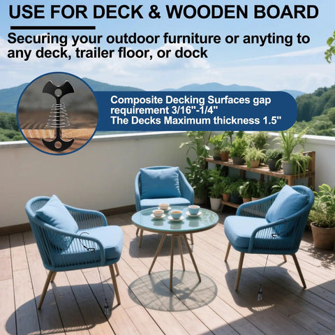 Dead Nuts Strong 4 Pack Deck Anchors That Lock Down Patio Furniture And Kayaks On Wooden Decks Or Marine Docks Rust Proof Steel Hardware Keeps Your Outdoor Gear Locked Tight Through Wild Weather Seasons