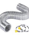 Heavy Duty 4 Inch Dryer Vent Hose 25 Foot Flexible Duct for Exhaust Aluminum Foil Grow Tent Vent Kit shown coiled with clamps