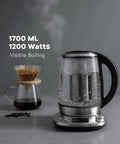 Electric Tea Kettle With Removable Infuser, 9 Preset Brewing Programs, Precise Temperature Control, Borosilicate Glass, 1.7L, 1200W