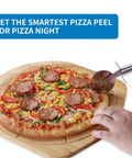 Bamboo Pizza Peel With Double Sided Design For Even Pizza Prep, 18 Inch Lightweight Wooden Pizza Paddle With 8 Slice Grooves, Easy Cutting, Outdoor Oven Accessory, 25.6 Inch Long By 18 Inch Wide